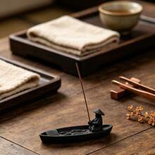 1pc Creative Fishing Sandalwood Incense Stick Holder, Tea Ceremony Incense Burner Decor, Gift For Relatives, Friends And Family - View 2