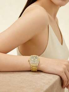 GUESS Phoenix Series Men's Barrel Watch, Multi-Function Chronograph Hollow Dial Rhinestone Wristwatch Collection - one-size - View 4
