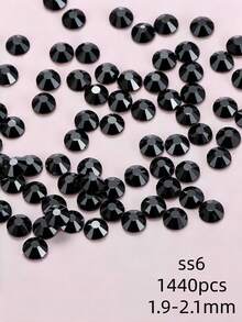 1440pcs/Black Crystal Hot-Melt Flat-Back Rhinestones, Multi-Size Round Crystal Rhinestones, Shiny Adhesive Rhinestones, Suitable For Nail Art, Phone Cases, Shoes, Clothing, Handmade DIY Decoration - Black - View 11