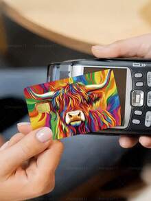 1pc Highland Cow Official Credit Card Sticker Privacy Protection Card Skin, Cute Cow Birthday Gift PVC Material Anti-Fingerprint Anti-Scratch Wear-Resistant Card Cover, Card Protector, Suitable For Men, Women, Couples, Small Chip Card, Bank Card Decoration Sticker, Credit Card, Transportation Card, Student Campus Card Personalized DIY - Type a - View 9