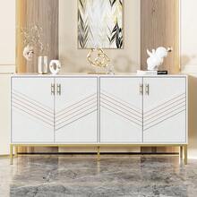 Modern Sideboard White & Brown - 4 Doors - Adjustable Shelves - Large Capacity For Living Room, - 白色和棕色 - 查看 1