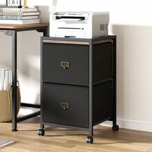 Compact Mobile File Cabinet, Under Desk Vertical Storage Organiser With Wheels, A4 Letter Size Rolling Filing Cabinet For Home Office Workspace - Black - View 3