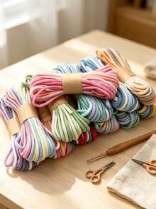 1/3/6/12pcs Approx. 10m 3mm Core Cotton Multi-Color Braided Rope Decorative Accessories, Handmade DIY Cotton Rope Crafts, Keychain Accessories - Braided Rope - View 9