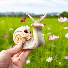 1pc Halloween Skull Snail Garden Ornament, Spooky Gothic Outdoor Yard Decor For Patio, Porch, Planter & Pathway - Multicolor - View 13