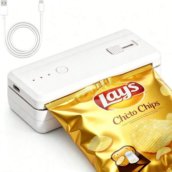 Mini Bag Sealer & Cutter Magnetic Sealing Machine 1300mAh Rechargeable Chip Bag Sealer Portable Heat Sealer For Kitchen Food Packaging Plastic Bags, Food Storage Containers, Gifts