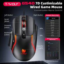 T-WOLF Mouse Gaming Mekanik 7 Tombol RGB Backlit Berkabel dengan Driver yang Dapat Diprogram Makro, Mouse untuk Bisnis dan Kantor dengan Pencahayaan LED Warna-warni - View 1