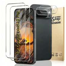 مجموعة 2+2 قطعة متوافقة مع Pixel 10 Pro Fold/10 Pro/10 Pro XL/10A/10 واقي شاشة، واقي شاشة زجاجي مقوى مع البصمة، شفاف عالي الدقة، مضاد للبصمات، مضاد للخدش، خالي من الفقاعات سهل التركيب - شفاف - مشاهدة 6