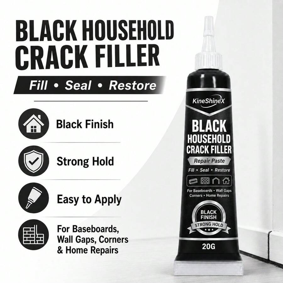 20g Black Wall Crack Filler, Used For Filling And Repairing Gaps And Cracks, Suitable For Wall Joints, Baseboards And Furniture Gaps. - 20ML + Plastic Scoop - View 1