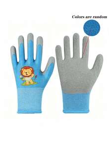 1 Pair Children's Gardening Gloves - Knitted Elastic Lining, Waterproof/Stain-Resistant, Non-Slip With Latex Rubber Coating, Prov, First Day Of School - Multicolor - View 13