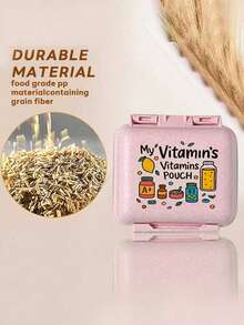 迷你 6 格便攜藥盒，收納盒，旅行藥盒，印有「My Vitamins」和維生素圖案，6 格小藥盒，密封包裝收納盒，6 天週用藥盒，旅行必備藥盒，日常維生素藥盒，口袋藥盒，精緻收納盒，居家必備，旅行必備 - 彩色 - 查看 4