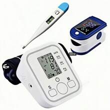 Set de Dispositivos de Control de Salud para Adultos y Ancianos, Mide Presión Arterial, Saturación de Oxígeno y Temperatura Corporal - ALPES-GRIS - Ver 9