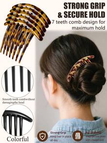 3/1pc French Hair Comb, Women's Bun Styling Tool, INS Style, All Season Essential, Commute/Date/Daily Fashion Hair Accessory, Hair Bun Extension - Multicolor - View 8