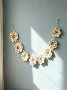 8/16/24pcs Handmade Crocheted White Daisy Flowers, Suitable For Wall Decor, Home Decor, Curtain Decor - Multicolor - View 5