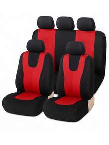 Juego de 9 piezas de fundas para asientos de coche estilo chaleco flexible con ribete decorativo incorporado, protectores de cojín de asiento elásticos y transpirables, aptos para sedanes familiares, SUV y camionetas - Un estilo - Ver 12