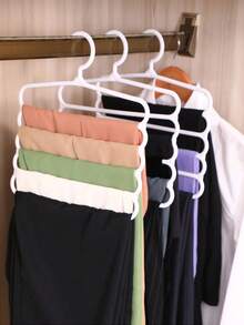Wardrobe Storage Hangers, Plastic 5-Layer Scarf Hanger, Optional Upgraded Thickened Model, More Sturdy And Durable, Wardrobe Pants Hanger, Scarf Tie Storage Hanger - White - View 4