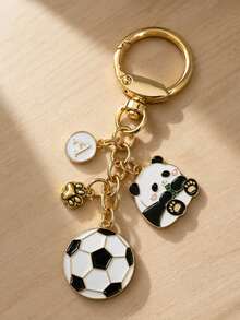 Creative Personalized Soccer Panda Keychain, Wallet Decoration, Soccer Key Ring, Key Chain - Multicolor Soccer Panda - View 6