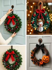 1/2/4pcs Multi-Purpose Suction Cup Hooks, Suitable For Front Door Wreaths, Glass, Windows And Smooth Surfaces, Ideal For Christmas, Thanksgiving, Halloween Decorations, Also For Kitchen, Bathroom, Entryway - Multicolor - View 3