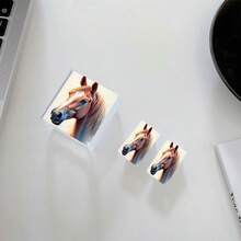 3pcs Success Horse Pattern Transparent Charger Protective Case, With Cable Protector And Charging Head Set, Compatible With IPhone 20W/18W Charger - Multicolor - View 5