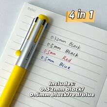 1 buah Pulpen Zanshi 4-in-1 Hitam Biru Merah Netral 0.5mm 0.32mm Dapat Ditarik Cepat Kering Menulis Halus Untuk Pelajar dan Kantor - MultiWarna - View 1