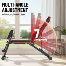 PORIYA Weight Bench Fitness Bench Press Squat Rack Adjustable Home Gym Equip - Black - View 5