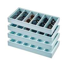 1pc 6-Slot 38*19cm Large Capacity Stackable Space-Saving Scratch-Resistant Wear-Resistant Premium Velvet Eyewear Storage Tray, Minimalist Modern Solid Light Blue Rectangular Thick Frame Soft Lining Fashion Glasses Glasses Watch Small Jewelry Display Organizer Drawer Vanity Storage Box For Bedroom Wardrobe Daily Use Birthday Housewarming Gift - Multicolor - View 1