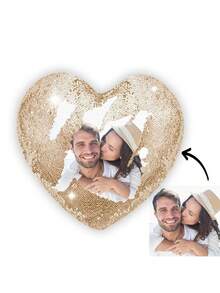 Custom Personalized Sequin Heart Throw Pillow - Photo Reversible Magic Pillow - Unique Gift For Couples, Family, Baby - Home Decor, Sofa, Bedroom, Valentine's Day, Anniversary - Multicolor - View 16