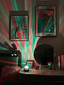1pc 7-Color LED Northern Lights Projector Lamp - USB Mood Light, With Remote Control, 7 Color Modes, Panoramic Effect, Suitable For Home, Bedroom And Party, Bedroom Atmosphere Light | Dreamlike Northern Lights Effect | Remote Control Lamp, Bedroom Night Light - Multicolor - View 2