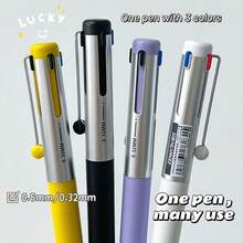 1 buah Pulpen Zanshi 4-in-1 Hitam Biru Merah Netral 0.5mm 0.32mm Dapat Ditarik Cepat Kering Menulis Halus Untuk Pelajar dan Kantor - MultiWarna - View 3
