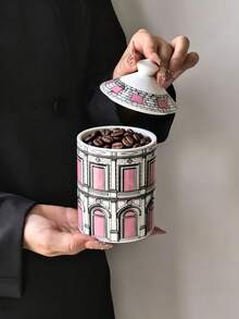 1PC/2PCS Wadah Penyimpanan Keramik Gaya Vintage, Stoples Penyimpanan Kedap Udara Silinder Lurus Serbaguna dengan Tutup, Wadah Keramik Bulat Tertutup untuk Biji Kopi, Cocok untuk Bumbu Dapur, Kopi, Biji-bijian, Permen, Kue, Dekorasi Meja Makan Dapur Rumah - MultiWarna - View 9