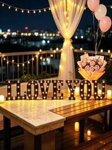 1pc 22cm Black DIY Spelling LED Letter Number Lamp, Battery Powered Luminous Alphabet Sign Light, Wedding Backdrop Decor Home Bedroom Decor Table & Wall Mount Decor Lamp For Holiday Celebration Birthday Wedding Party Favors - Black - View 7
