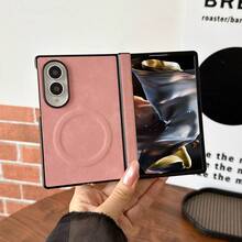 keshengtai PU Leather Magnetic Phone Case With Spring Hinge Protection, Supports Wireless Charging, Hard PC Backplate Protective Phone Cover, Compatible With Samsung Galaxy Z Fold 8, Z Fold 8 Ultra, Z Fold 7, Z Fold 6, Z Fold 5 - Pink - View 5