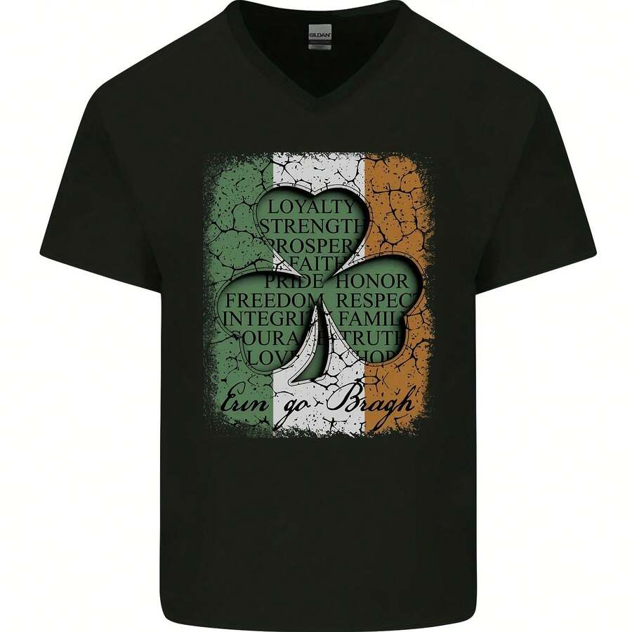 St.Patrick's Day Shamrock 3 Leaf Men's V-Neck Cotton Maglietta- - 款式 - 查看 1