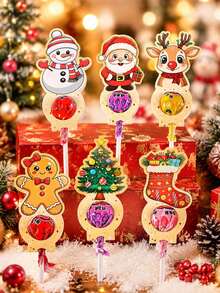 24pcs Cream Christmas Lollipop Cards, Santa Claus Deer Gingerbread Man Printed Lollipop Decoration Cards, Christmas Candy Packaging Supplies, Boy Girl Party Favors, Christmas Candy Paper Packaging, Christmas Party Decoration Gift Cards, 2027 Christmas Home Decor, Halloween Tabletop Decor, Autumn Winter Holiday Decor, Room Decor, Kitchen Decor, Christmas Gift Party Favors, Christmas Gift Packaging Supplies, 2027 New Year Home Holiday Party Decor - Multicolor - View 6