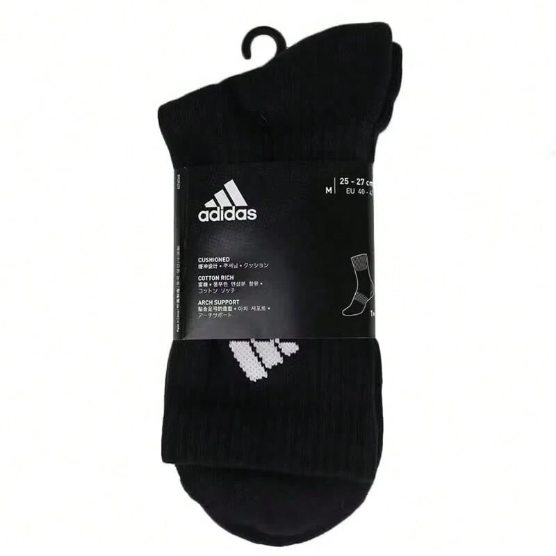 Adidas Breathable Comfortable Couple Basketball Socks Black Mid-Calf Socks DZ9360 - Black - View 1