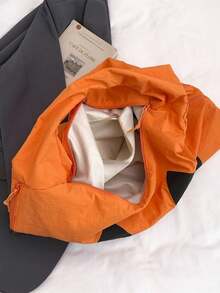 2026萬聖節新款南瓜印花高級大容量多口袋多隔層單肩腋下托特包 - 亮橙色 - 查看 4