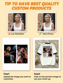 Customized Men's Personalized T-Shirt, Fashion, Casual Style. Can Add Your Own Text/Image (Badge Pattern/Company Logo/Family Photo/Selfie), Gift For Boyfriend, Couple Date T-Shirt And More. And Can Customize Exclusive T-Shirt. - White - View 3