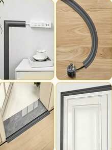 Self-Adhesive Flexible Cable Management Tube With Cable Slot - Drill-Free Bendable Wire Organizer, Self-Adhesive Floor Cable Channel, Flat Cable Concealer For Power Cords, Network Cables, Power Strips, Surface-Mounted Anti-Trip Cable Trunking, Suitable For Room Corners, Anti-Trip Cable Management, Wide Coverage For Walls, Floors, Baseboards, Essential For Home And Office - Multicolor - View 3