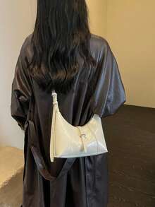 1件復古腋下肩背包，法棍包，適合日常收納錢包與手機，輕量旅行必備 - 米色 - 查看 5