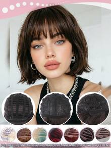 12 Inch Short Curly Bob Wig With Bangs Natural Fluffy Micro Curl Hair Wig Heat Resistant Synthetic Wig For Women Halloween Cosplay Costume Party Festival Daily Style - Multicolor - View 3