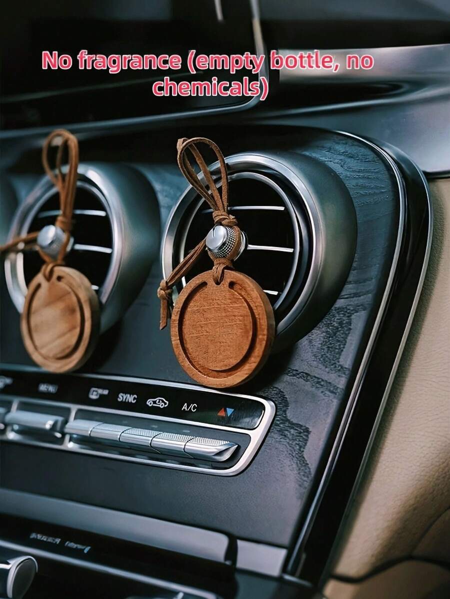 圓形木製汽車香氛擴香器，圓形木製汽車香氛片，出風口夾式香氛擴散器，適用於所有車型，汽車香氛擴香器，極簡風格，可掛在臥室衣櫥