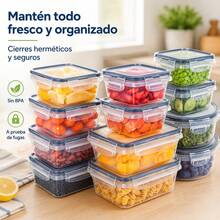 Set Of 12 PP Plastic Lunch Boxes With Non-Slip, Airtight Lids | Versatile Kitchen Accessories, Microwave And Refrigerator. Ideal As Lunch Boxes For Women Or Men, And As Christmas Or Back-To-School Gifts. - 彩色 - 查看 7
