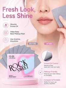 ROCK SWEET Oil-Absorbing Sheets, Transparent And Lightweight, Portable Facial Oil-Absorbing Sheets, 100 Sheets Per Box - Grey - View 4