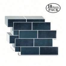 Waterproof Brick Pattern 3D Textured Wall Panels DIY Tiles, Removable Self-Adhesive Wall Tile Stickers, For Kitchen Bathroom Backsplash And Holiday Decoration - Blue Irregular Shape - View 5