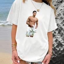 Jude Bellingham Minimal Portrait Casual Short Sleeve Tee, Soft Breathable Daily Top For  Football Fanssommer Outfit - 白色 - 查看 12