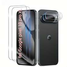 مجموعة 2+2 قطعة متوافقة مع Pixel 10 Pro Fold/10 Pro/10 Pro XL/10A/10 واقي شاشة، واقي شاشة زجاجي مقوى مع البصمة، شفاف عالي الدقة، مضاد للبصمات، مضاد للخدش، خالي من الفقاعات سهل التركيب - شفاف - مشاهدة 5