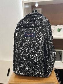 1件裝塗鴉尼龍拉鍊開合時尚後背包,適合男孩女孩學生校包,四季通用日常使用,無吊飾 - A - 查看 11