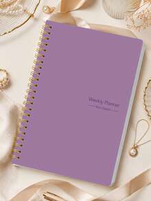 1pc Minimal Purple Weekly Planner, Non-Dated Pages With Weekly Focus, Goals, To-Do List, Daily Sections & Habit Tracker For Daily Planning, Office Desk Accessories Note Books For School Teacher Accessories, Halloween Gifts - Rectangle - View 7