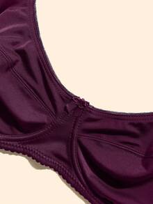 5pcs Solid Color Casual Comfortable Minimalist Side-Support Knit Fabric Bow Women's Plus Size Bra - Multicolor - View 9