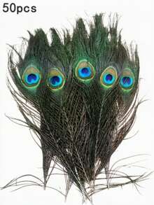70/50pcs Artificial Peacock Feathers Bulk Pack, Suitable For Vases, Crafts, Weddings, Home Parties, Christmas Decor And More - Multicolor - View 13