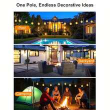 6 Pack String Light Poles – Height Adjustable Outdoor Light Poles, Sturdy Metal With Rust-Resistant Coating, Forked Base For Easy Ground Insertion, Garden Patio Backyard Lighting - Black - View 9